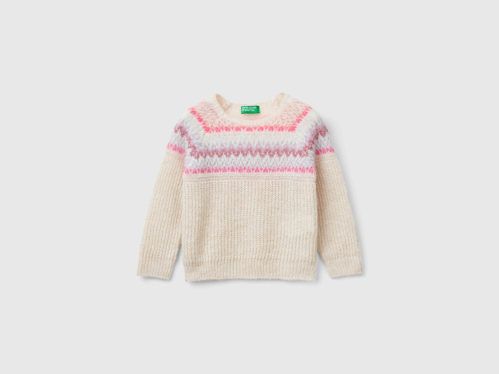 Maglioncino jacquard da bimba beige | Benetton Outlet