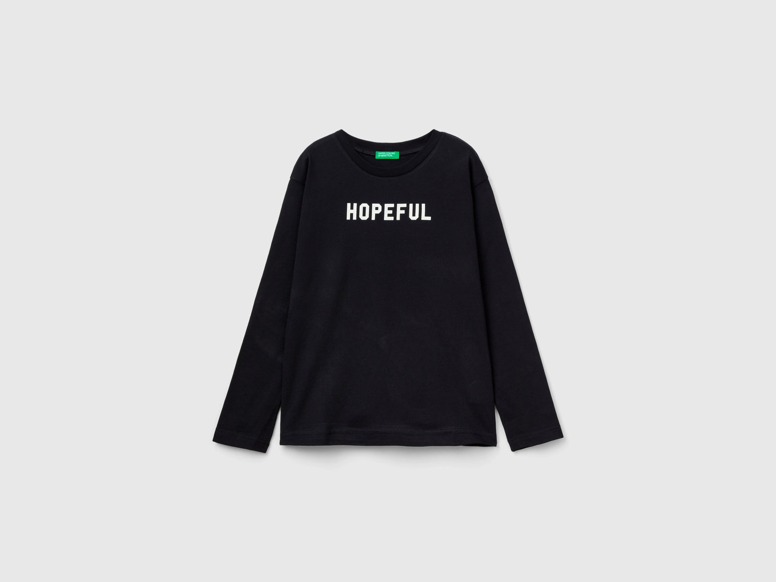 T-shirt con stampa slogan da bambino nero | Benetton Outlet