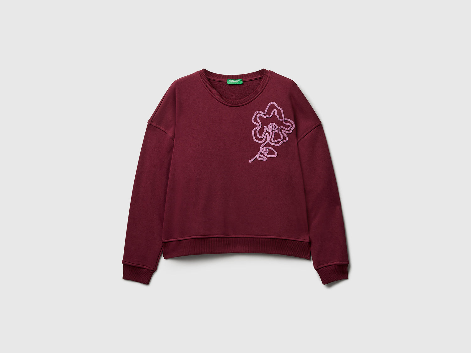 Felpa regular fit con applicazione da donna prugna | Benetton Outlet