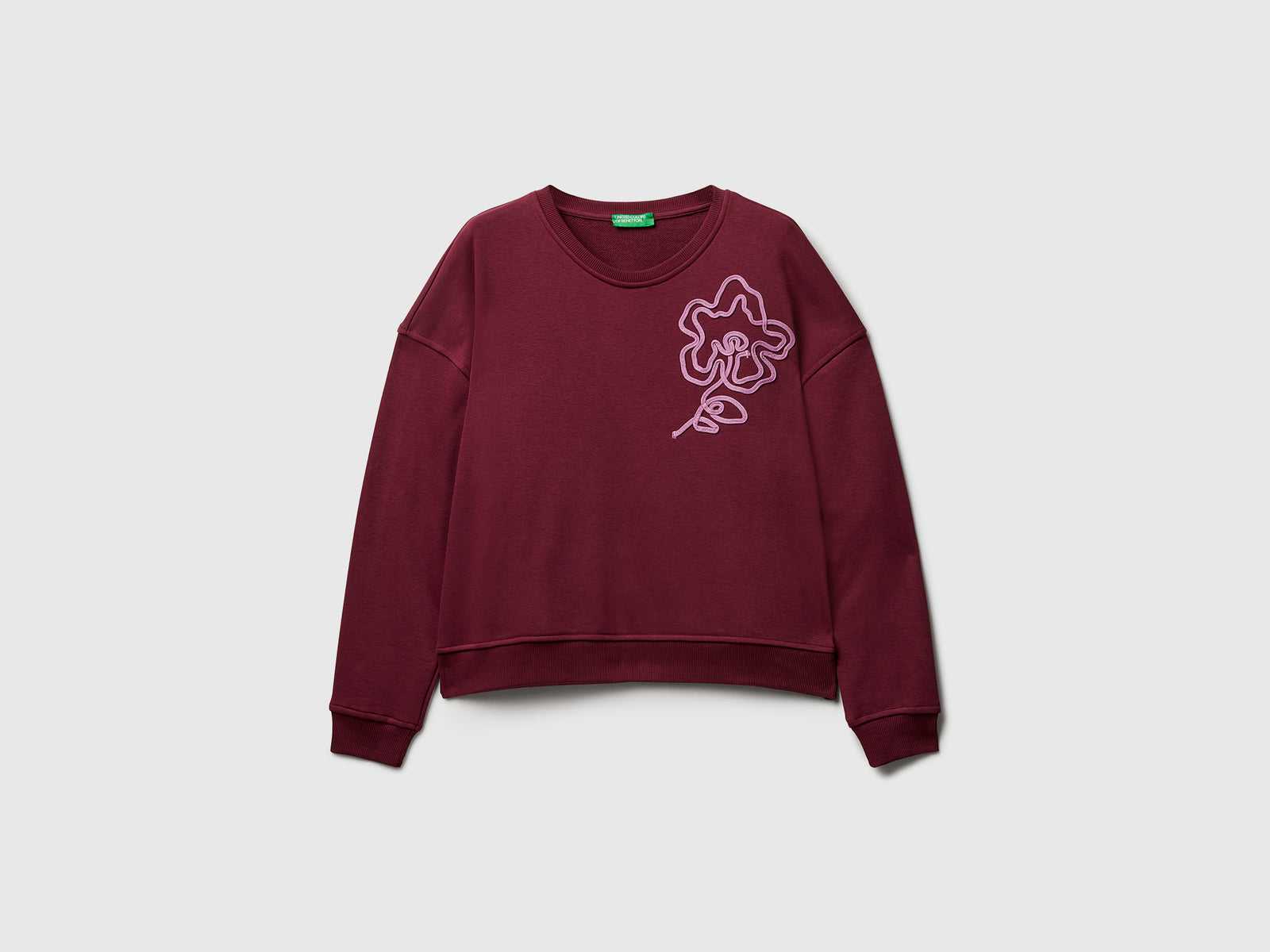 Felpa regular fit con applicazione da donna prugna | Benetton Outlet