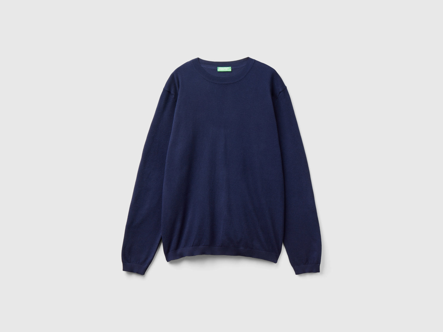 Maglia girocollo 100% cotone da uomo blu scuro | Benetton Outlet