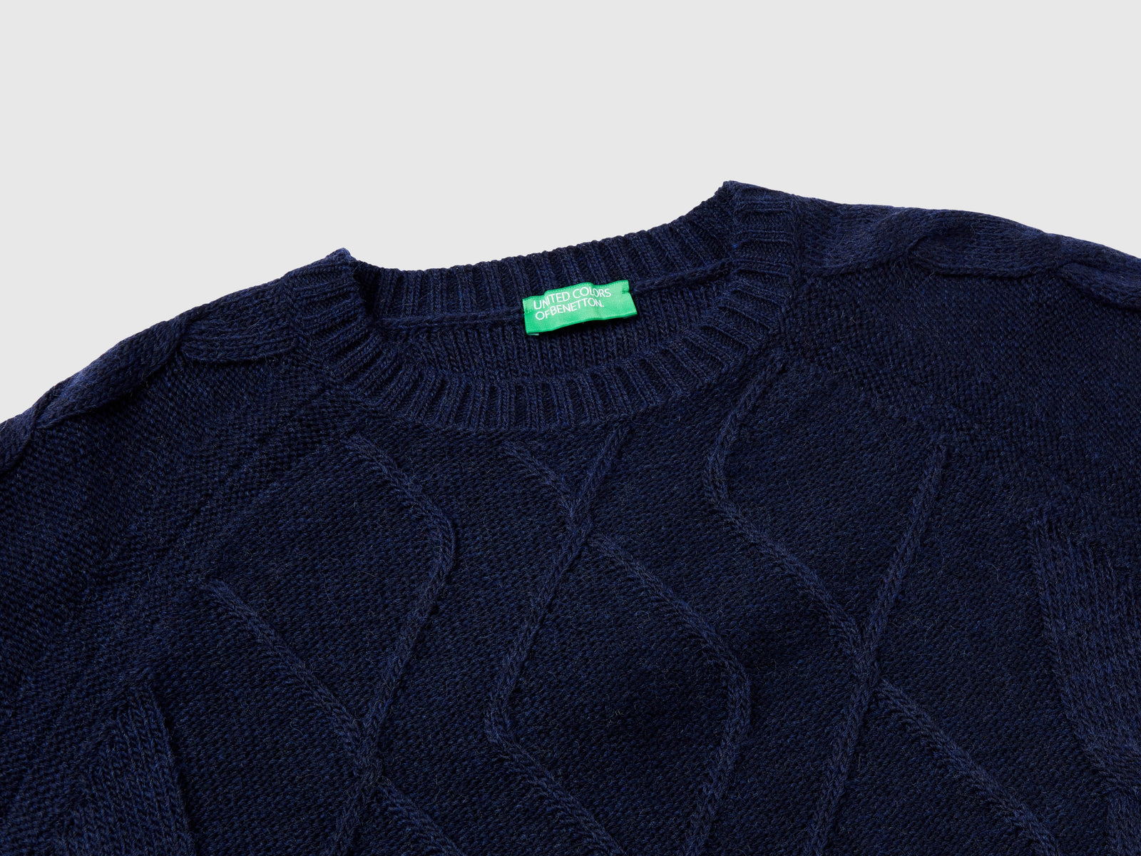 Maglione con trecce e losanghe da donna blu scuro 3 | Benetton Outlet