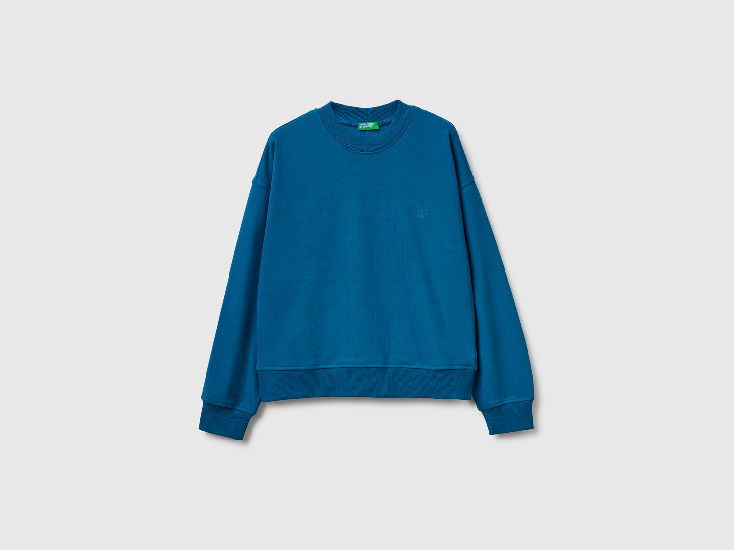 Felpa in misto cotone da donna verde ottanio | Benetton Outlet