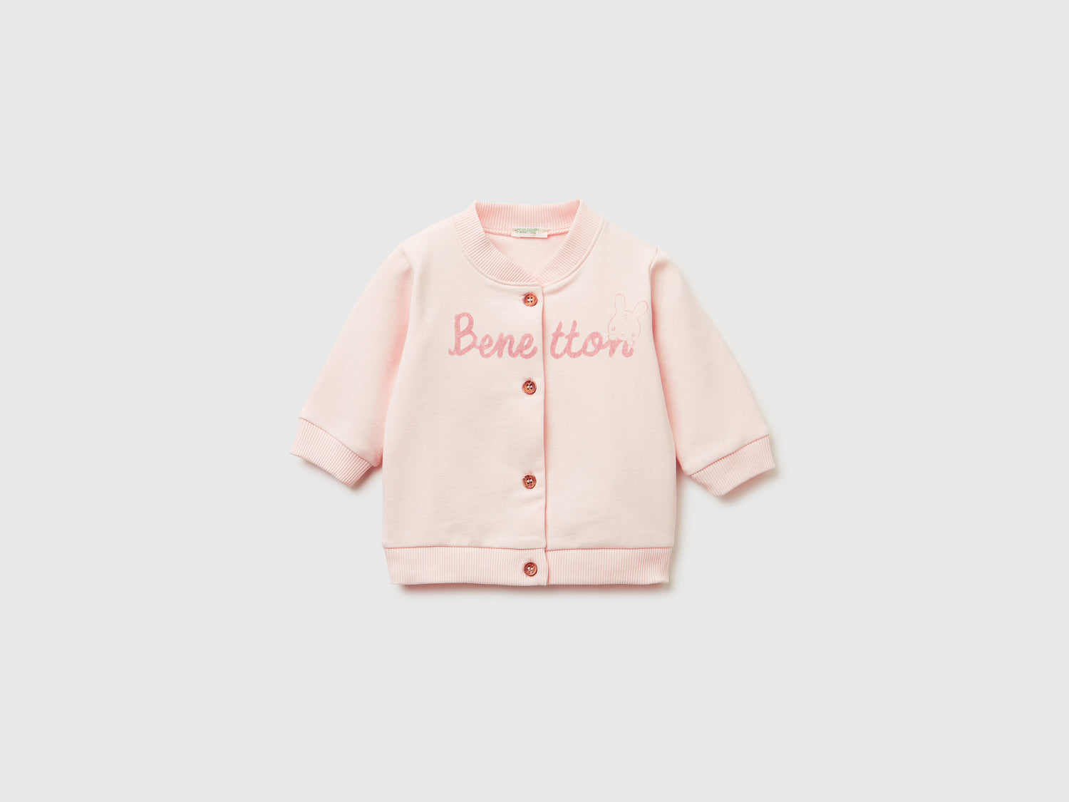 Calda felpa con stampa logo da neonato rosa tenue | Benetton Outlet