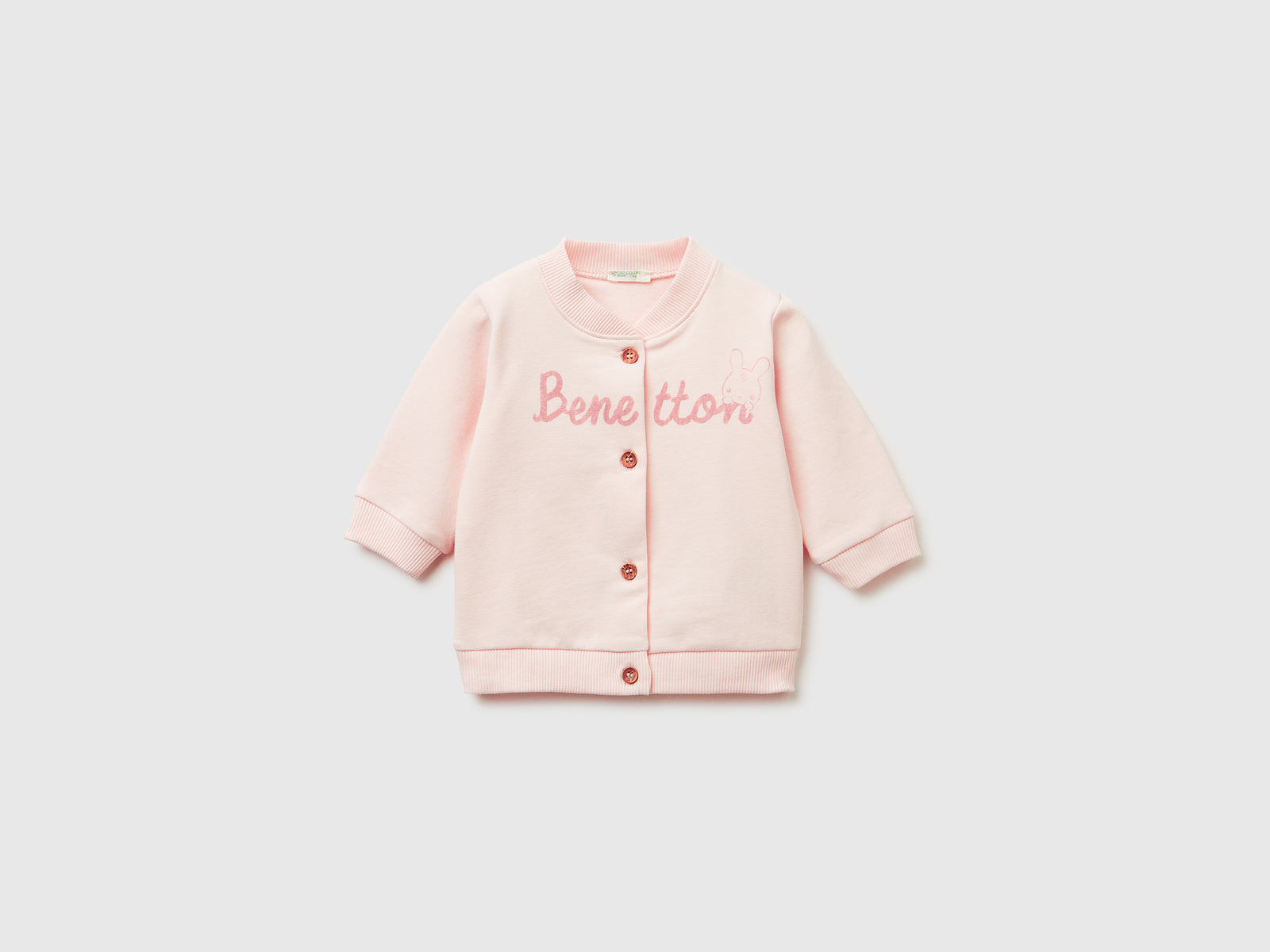 Calda felpa con stampa logo da neonato rosa tenue | Benetton Outlet