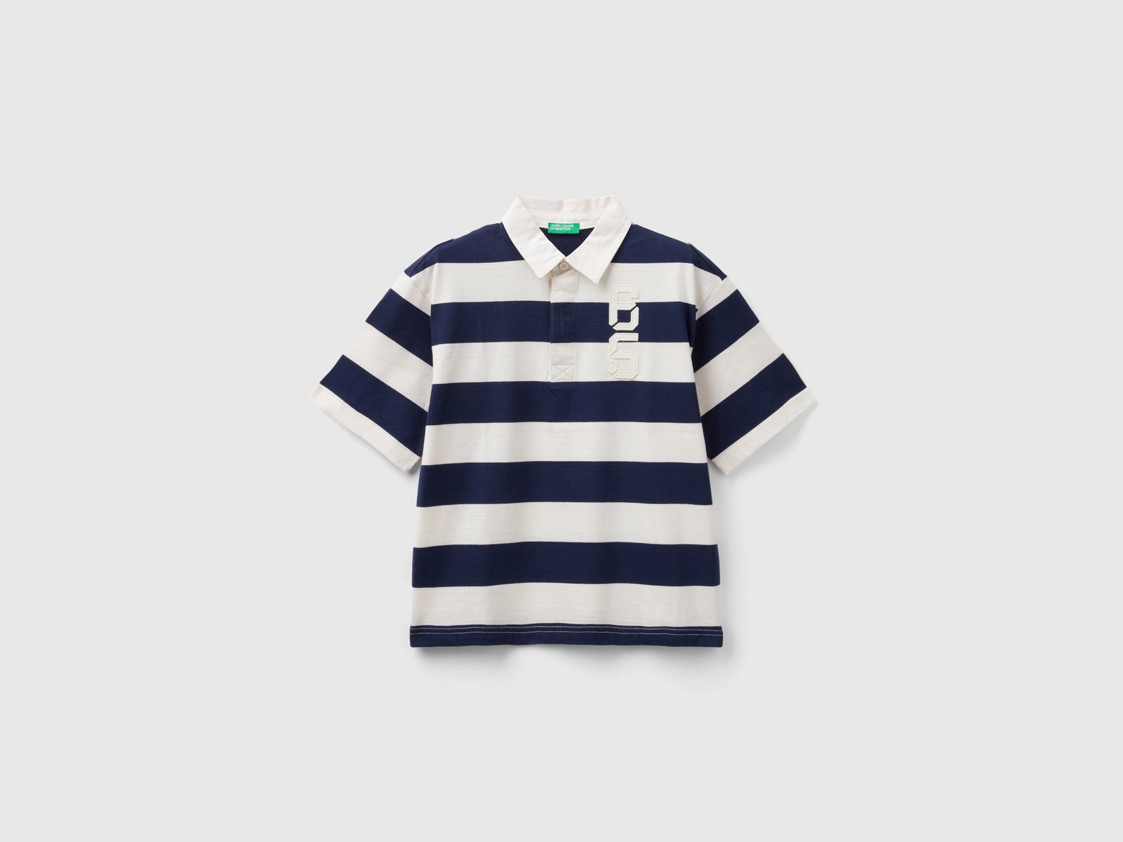 Polo rugby con applicazione da bambino blu scuro | Benetton Outlet