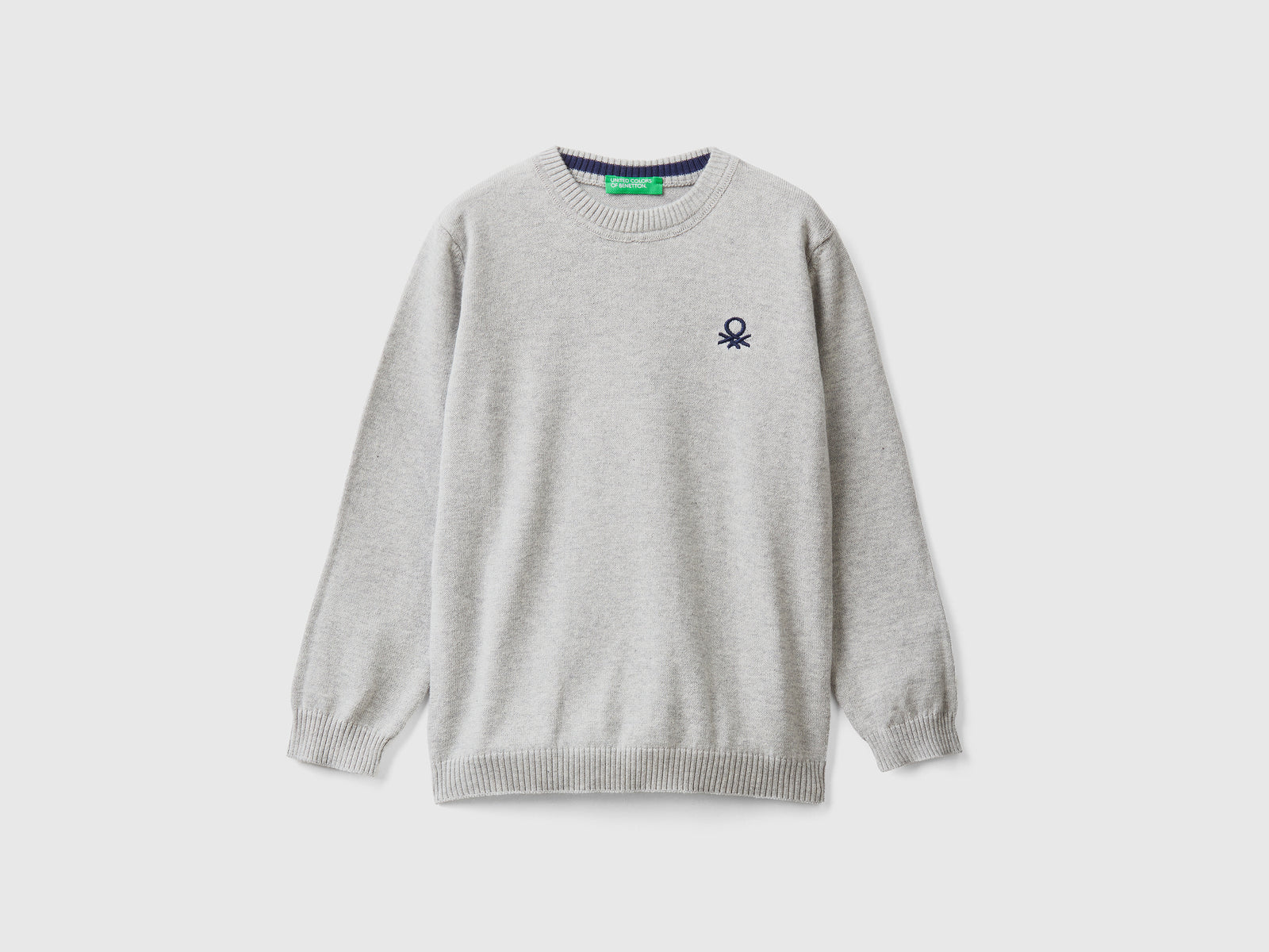 Maglia regular fit 100% cotone da bimbo grigio chiaro | Benetton Outlet