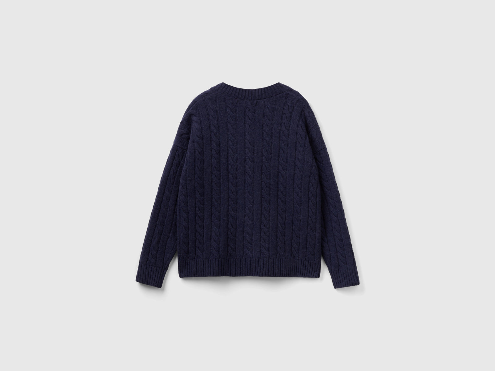 Cardigan over fit con trecce da donna blu scuro 2 | Benetton Outlet