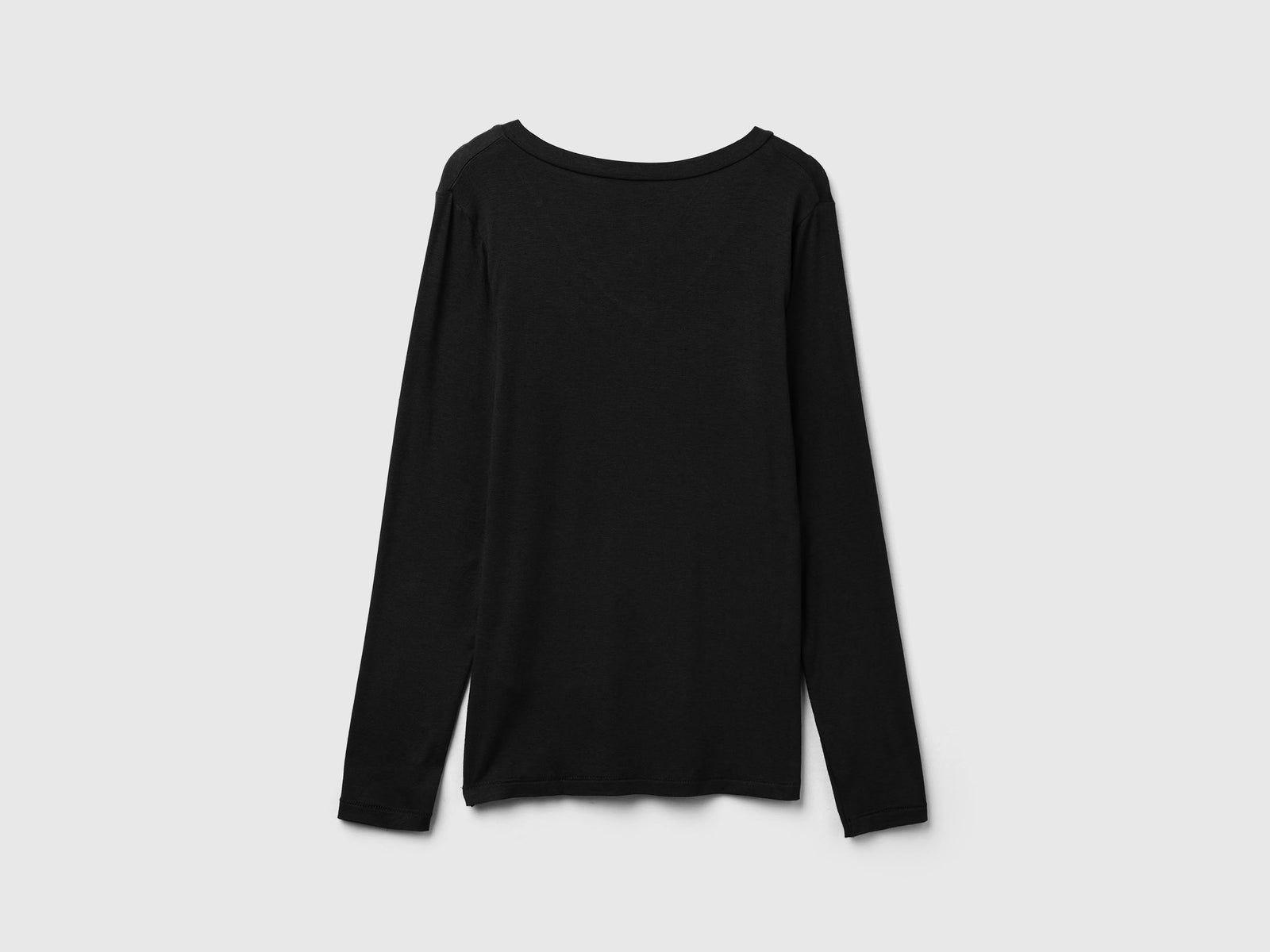 T-shirt in misto Modal e cashmere da donna nero 2 | Benetton Outlet
