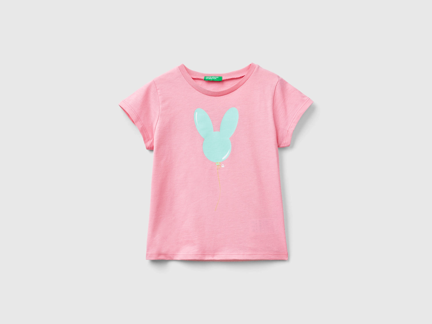 Maglietta con dettagli fluo da bimba rosa | Benetton Outlet