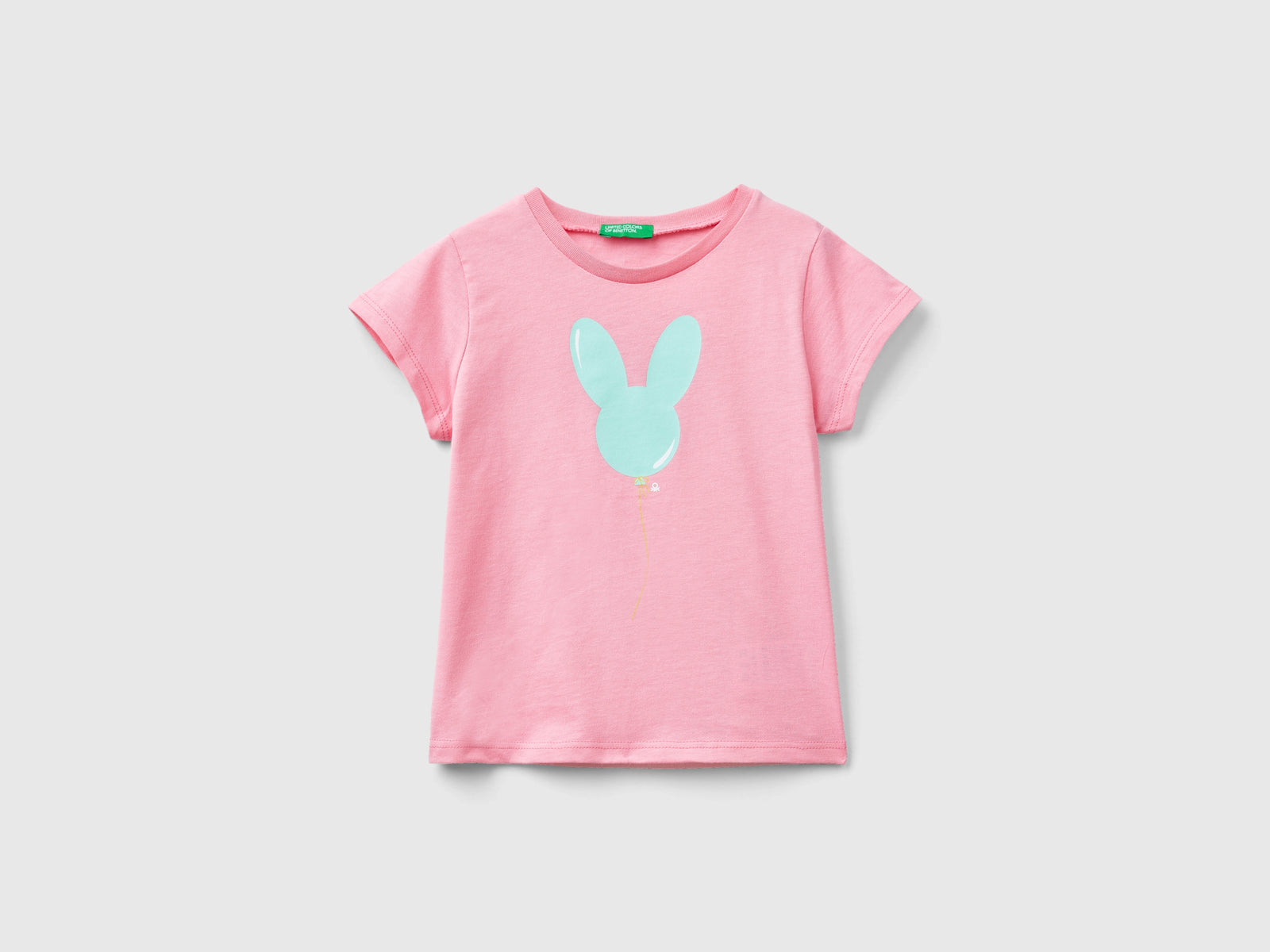 Maglietta con dettagli fluo da bimba rosa | Benetton Outlet