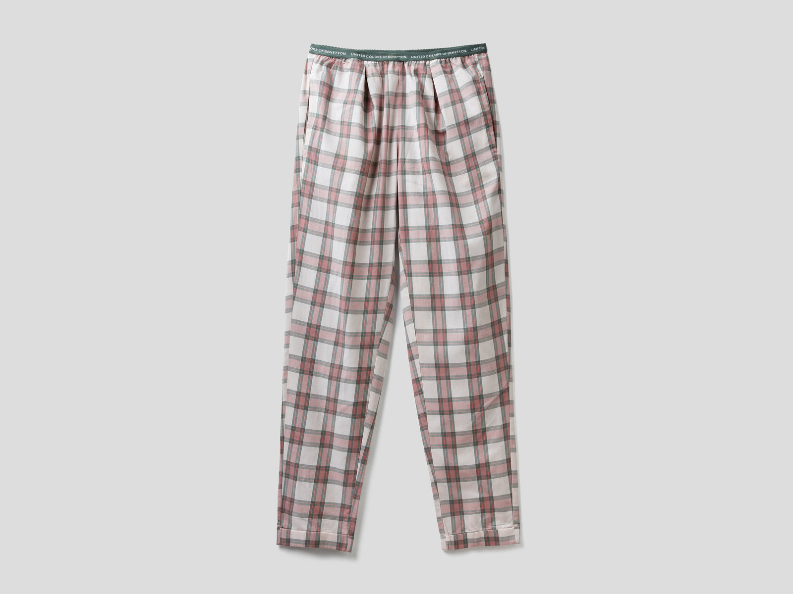 Pantaloni a quadri in flanella da donna grigio chiaro | Benetton Outlet