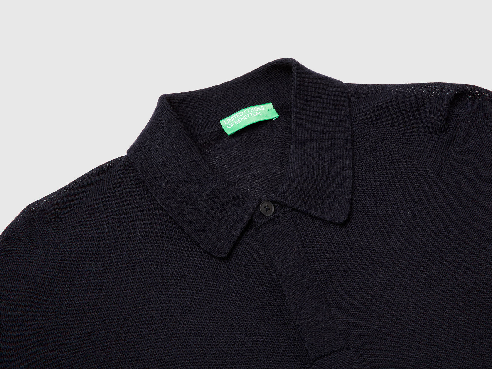 Polo in pura lana Merino da uomo blu scuro 3 | Benetton Outlet