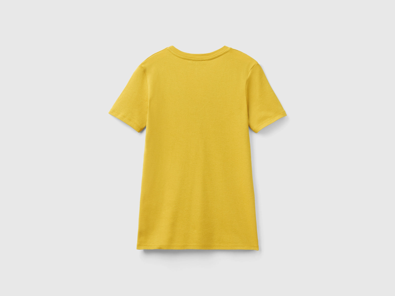 T-shirt in puro cotone con scollo a V da donna giallo 2 | Benetton Outlet