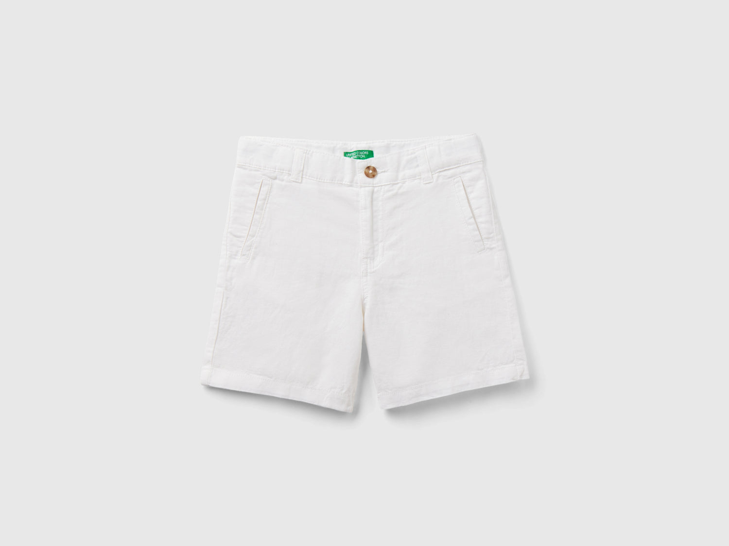 Shorts in misto lino da bimbo bianco | Benetton Outlet