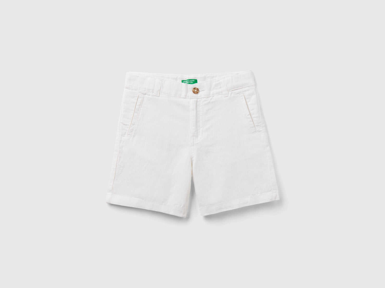 Shorts in misto lino da bimbo bianco | Benetton Outlet