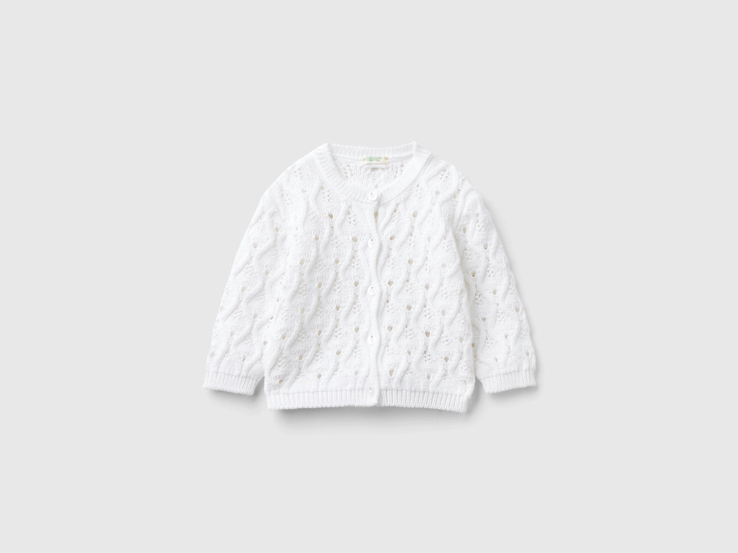 Cardigan lavorato in puro cotone da neonato bianco | Benetton Outlet