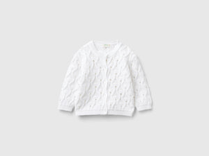 Cardigan lavorato in puro cotone
