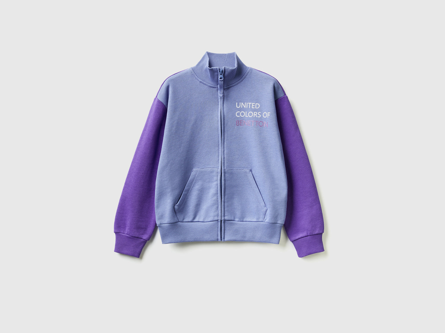 Felpa con zip e colletto da bambina multi-color | Benetton Outlet