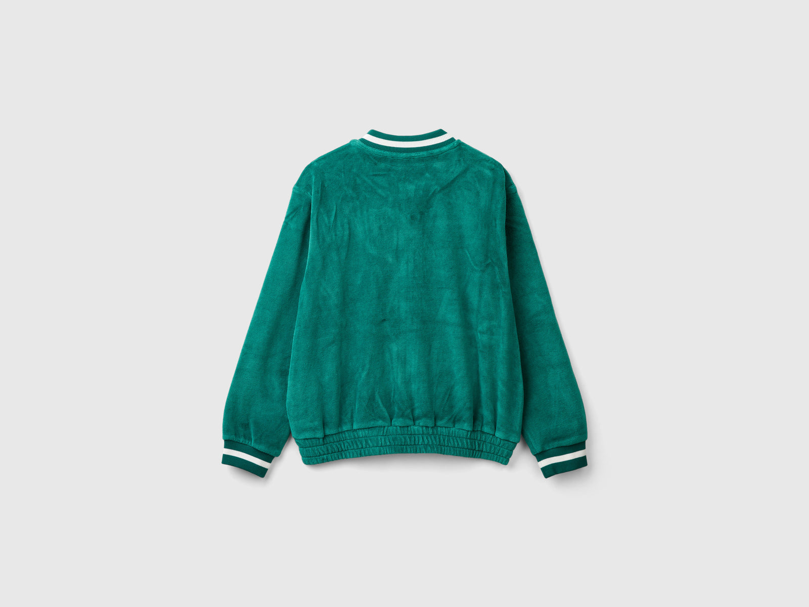 Felpa stile bomber in ciniglia da bambina verde scuro 2 | Benetton Outlet