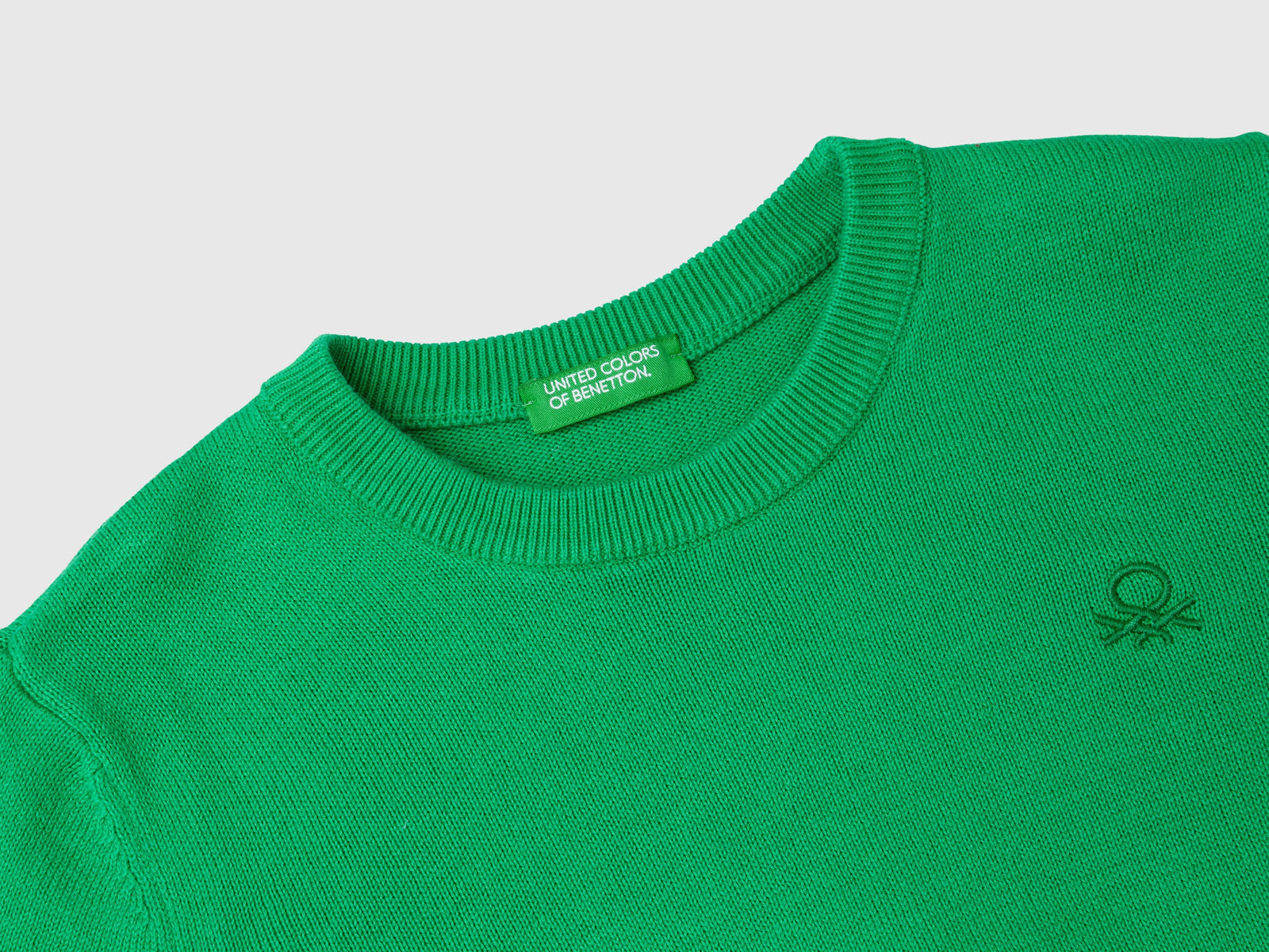 Maglioncino in puro cotone con logo da bimbo verde 3 | Benetton Outlet