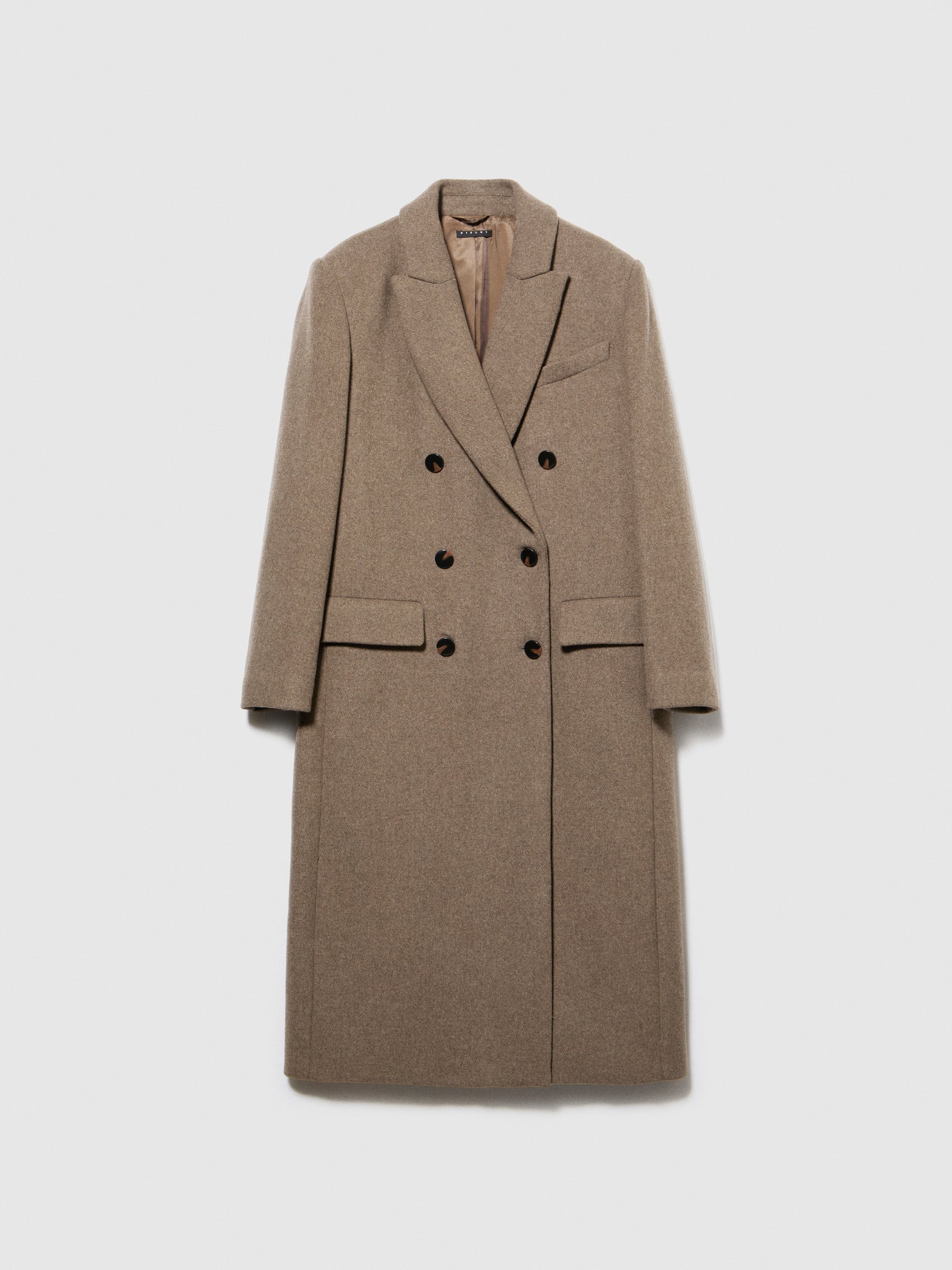 Cappotto lungo doppiopetto da donna marrone | Sisley Outlet