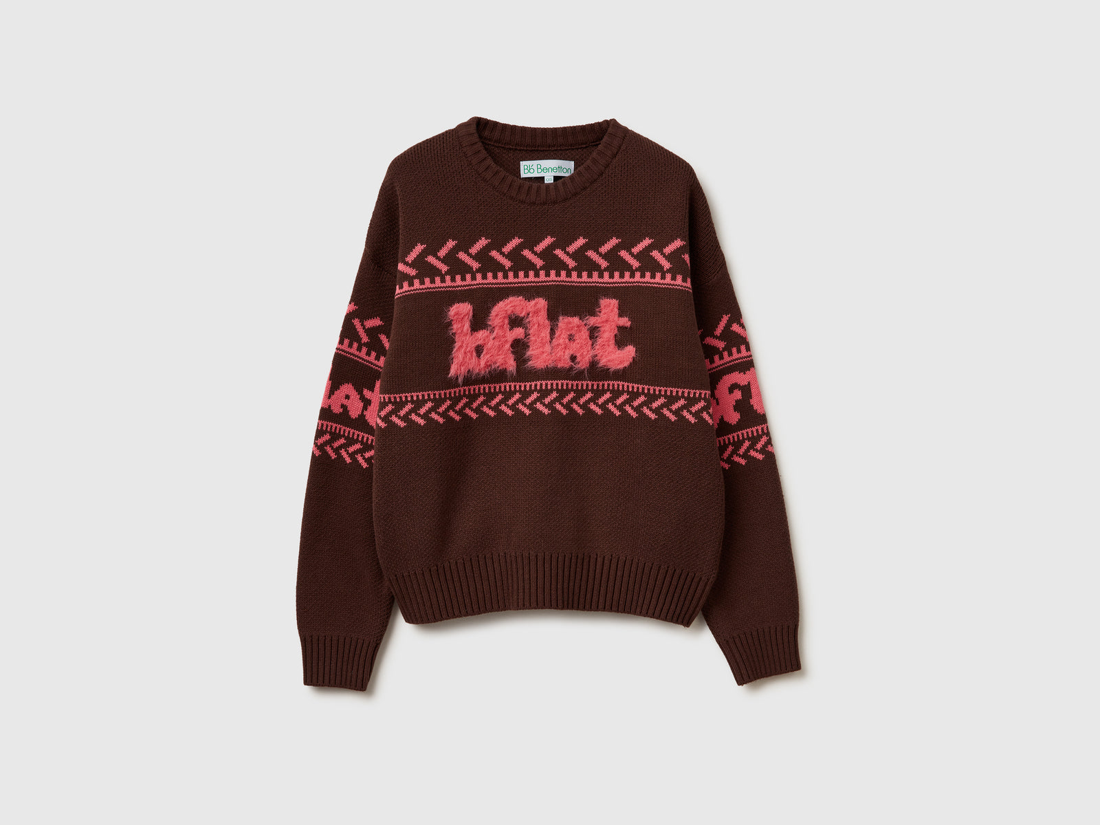 Maglione con intarsi da donna marrone scuro | Benetton Outlet