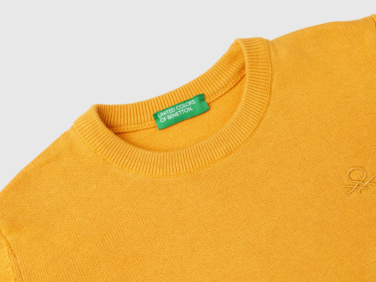 Maglioncino in puro cotone con logo da bimbo senape 3 | Benetton Outlet