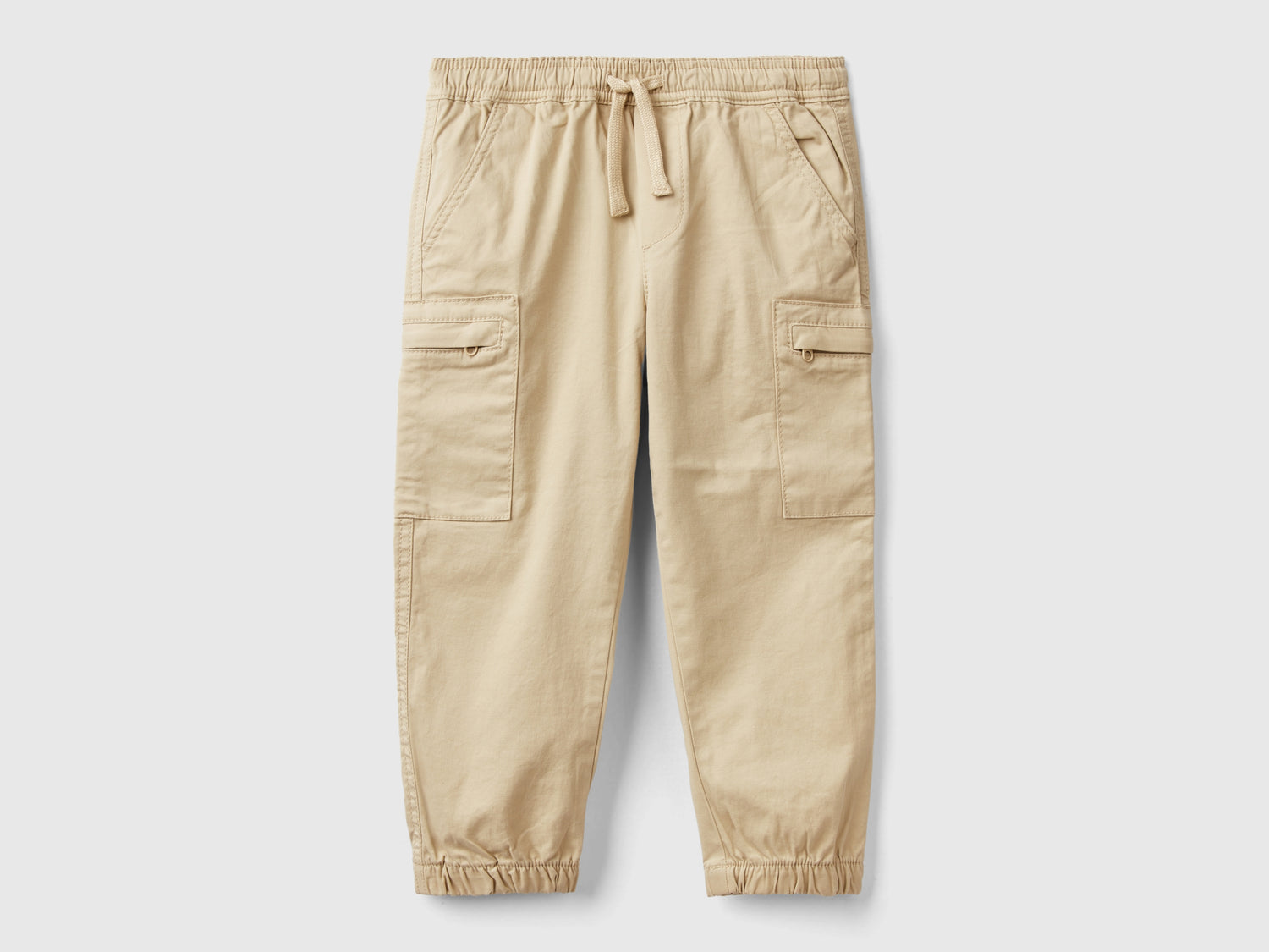 Pantaloni cargo con coulisse da bimbo beige | Benetton Outlet