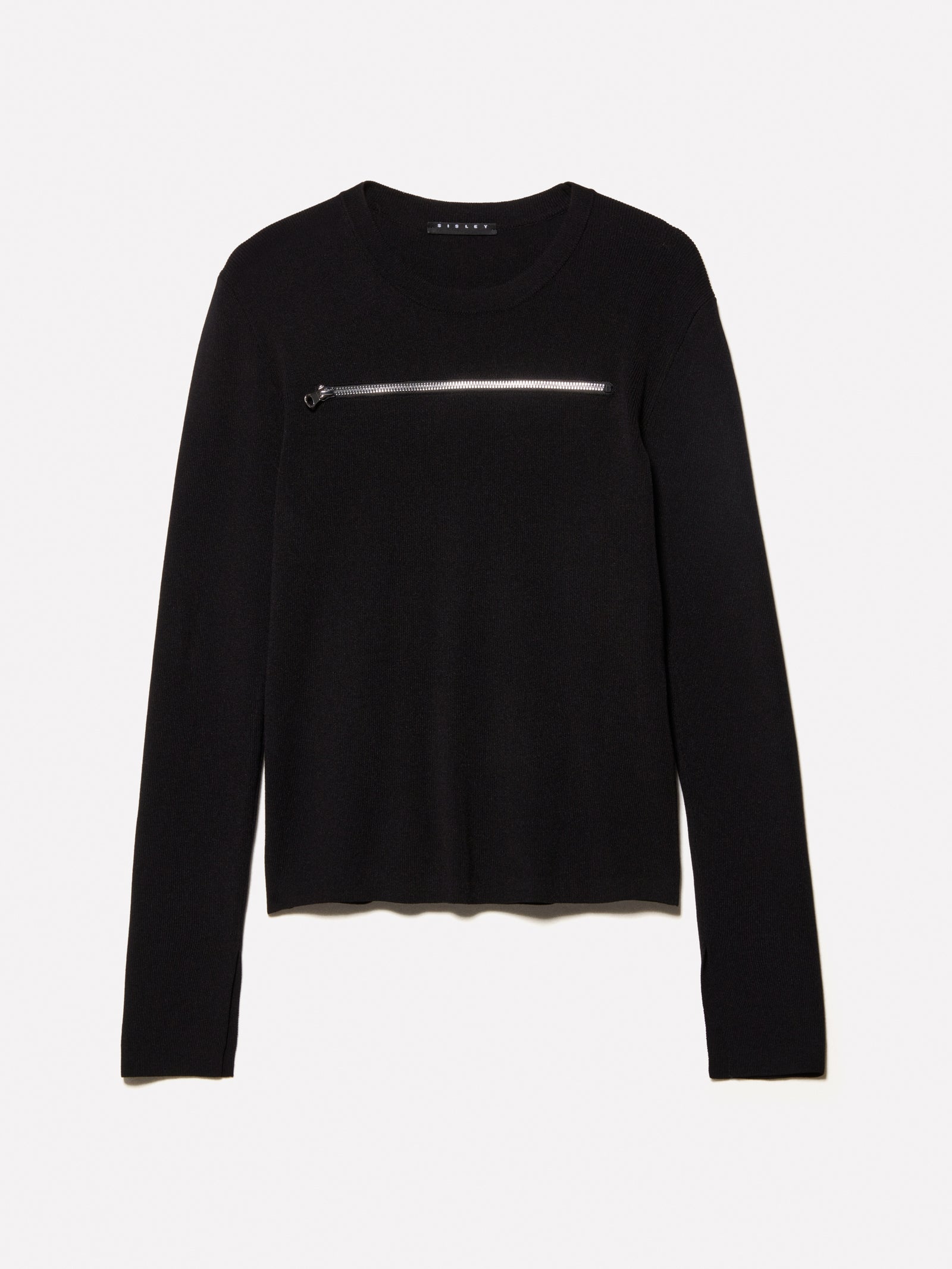 Maglia con cerniera da donna nero | Sisley Outlet
