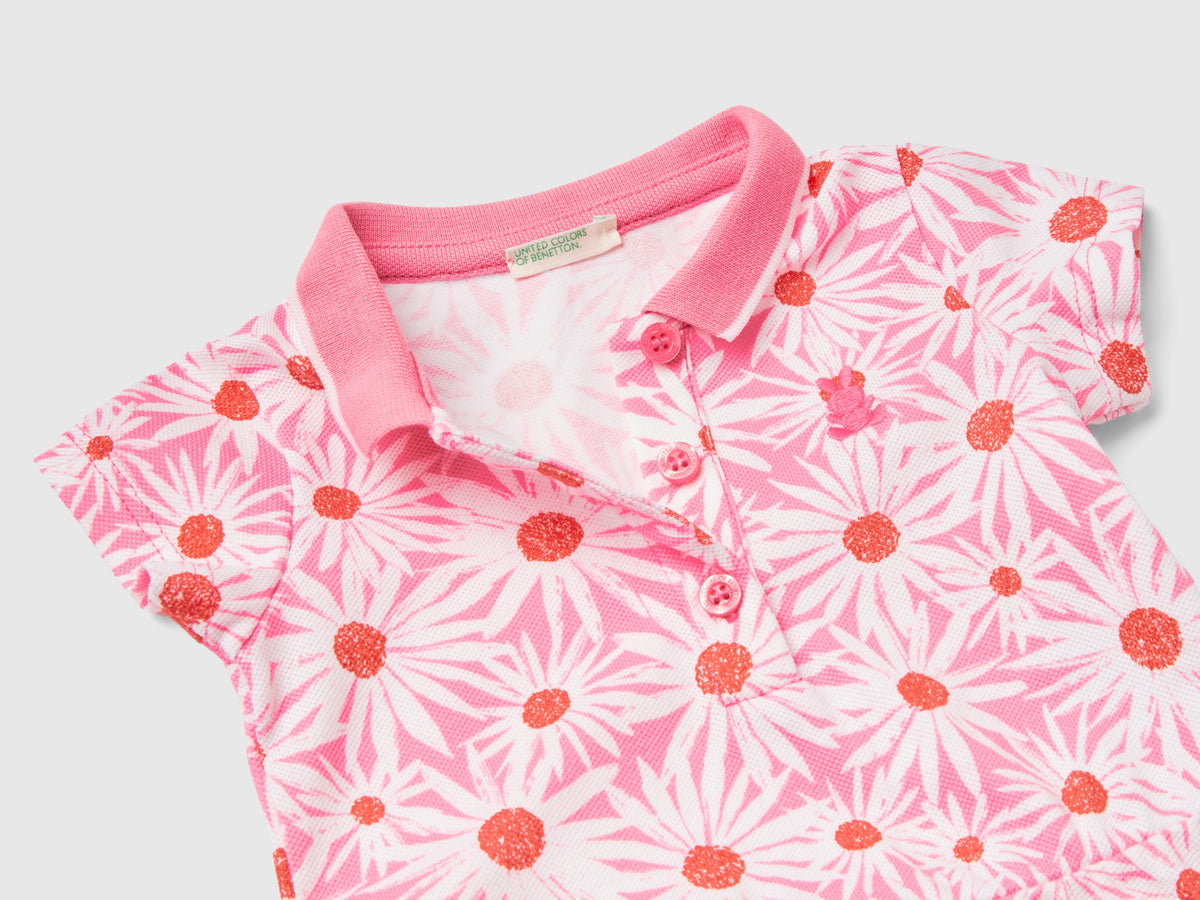 Abito stile polo con stampa fiori