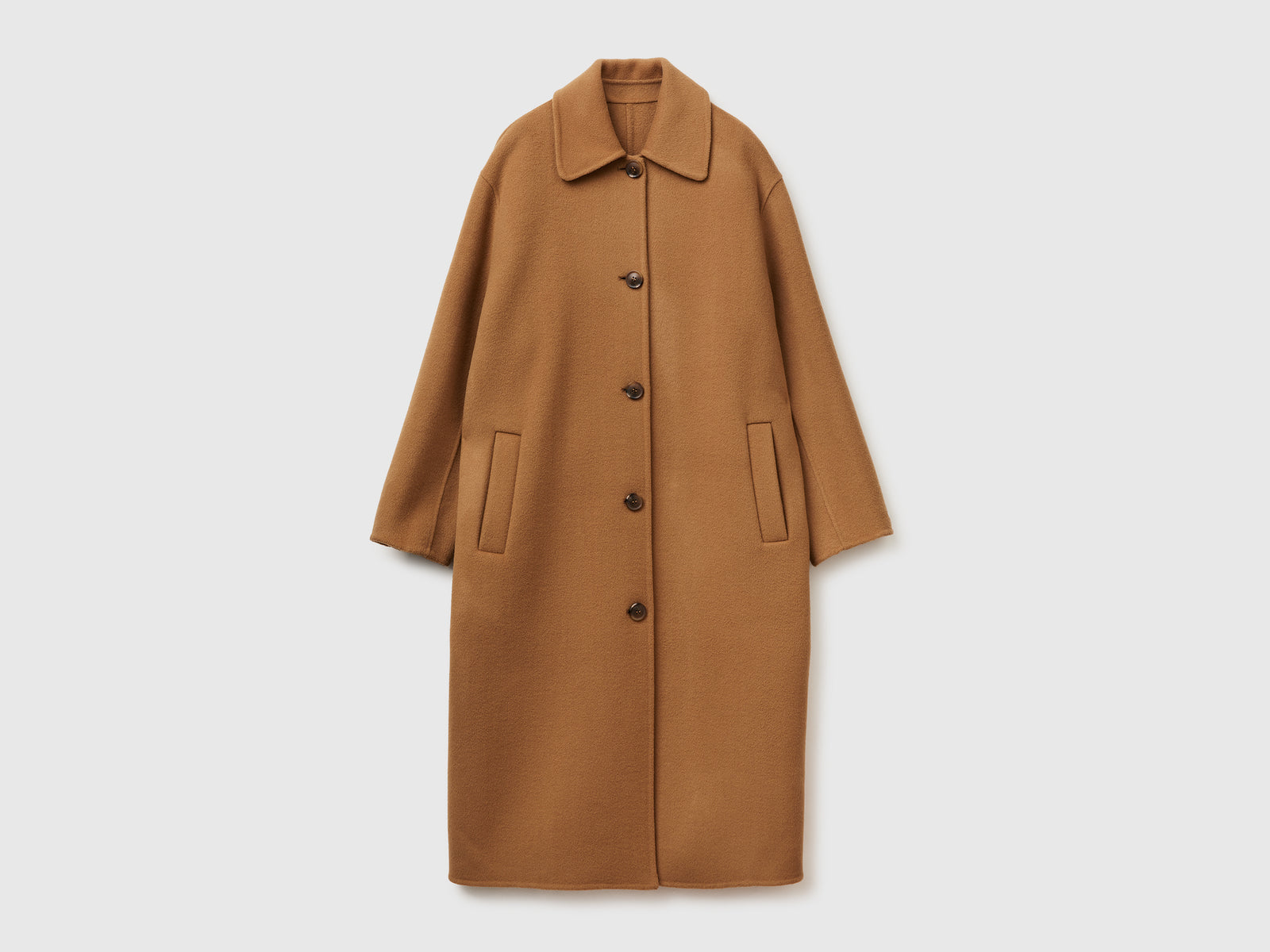Cappotto lungo 100% lana da donna beige | Benetton Outlet