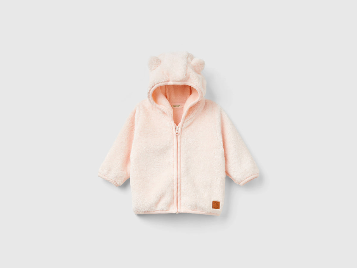 Faux fur zip-up sweatshirt