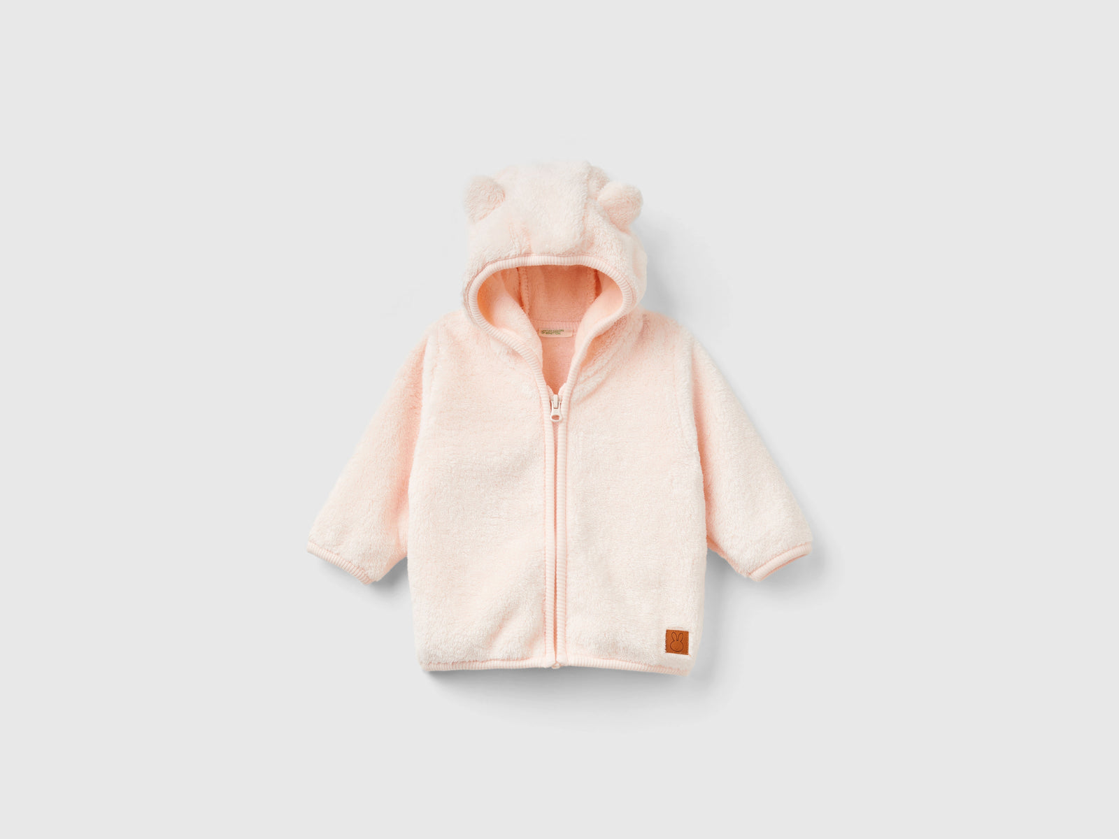 Faux fur zip-up sweatshirt da neonato rosa tenue | Benetton Outlet