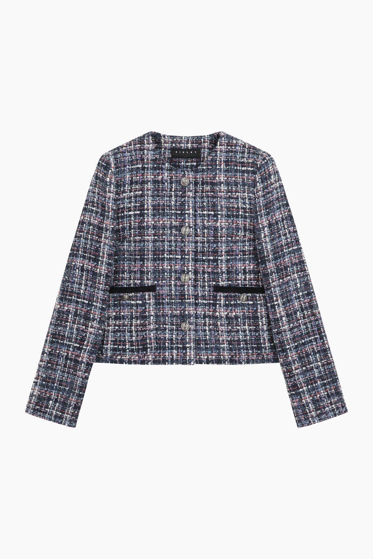 Giacca in tweed con bottoni gioiello da donna blu scuro | Sisley Outlet