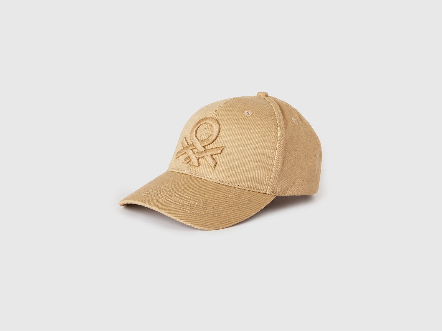 Cappello baseball con logo ricamato da uomo beige | Benetton Outlet