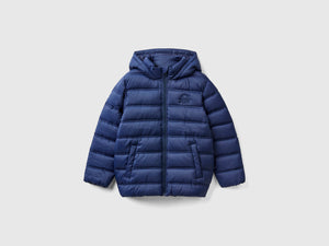 Padded jacket with hood and logo