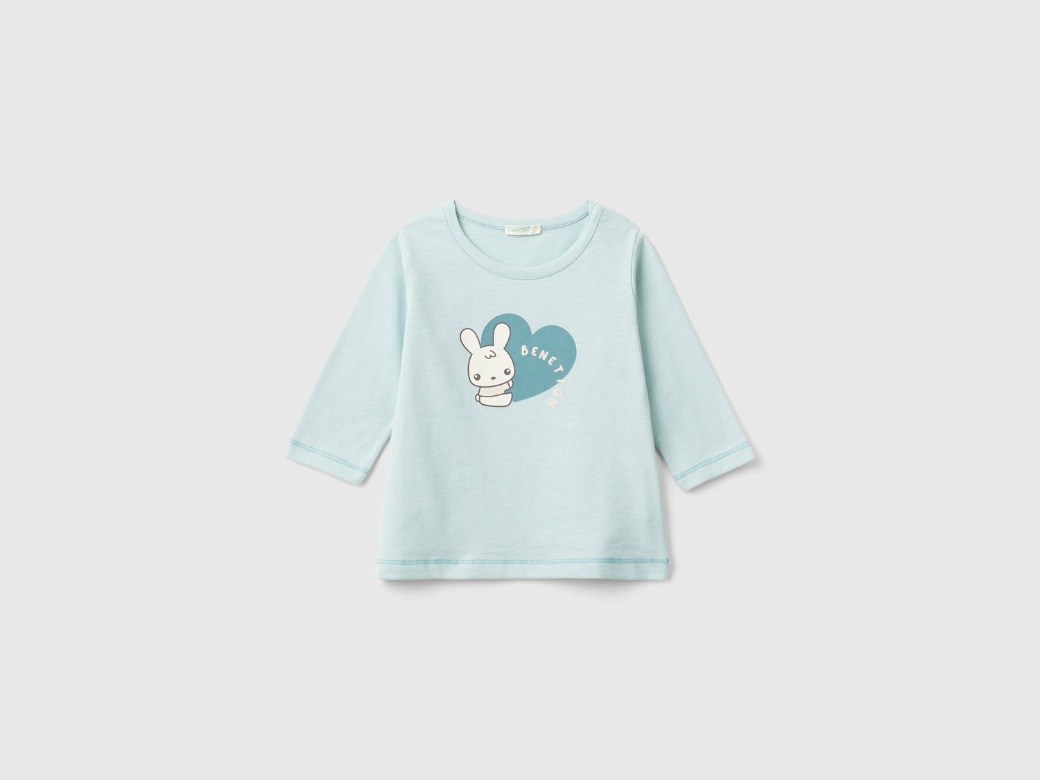 T-shirt in caldo cotone bio da neonato verde acqua | Benetton Outlet