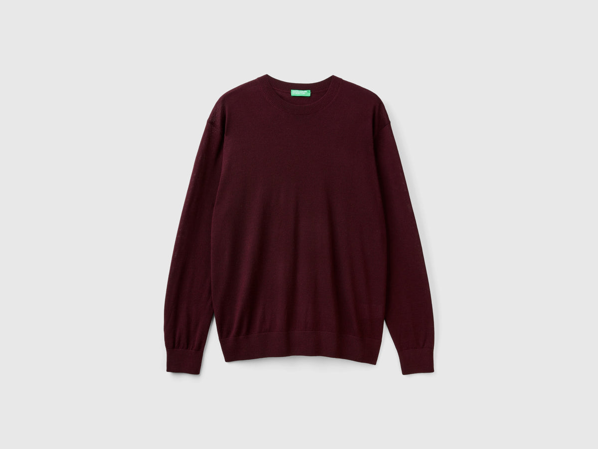 Maglia viola scuro in pura lana Merino