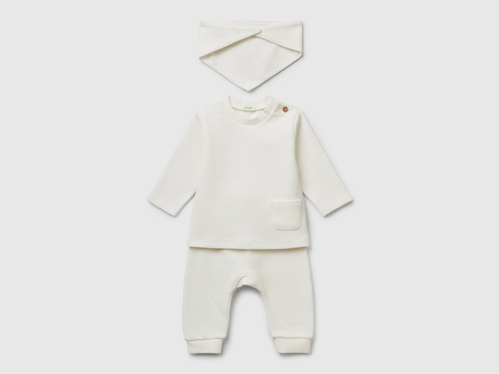Set in puro cotone da neonato bianco panna 2 | Benetton Outlet
