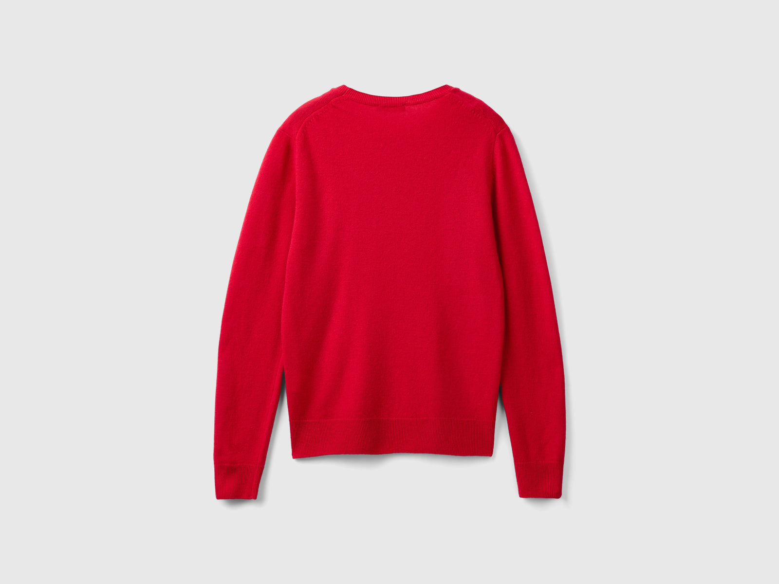 Plum crew-neck sweater in pure Merino wool da donna rosso 2 | Benetton Outlet