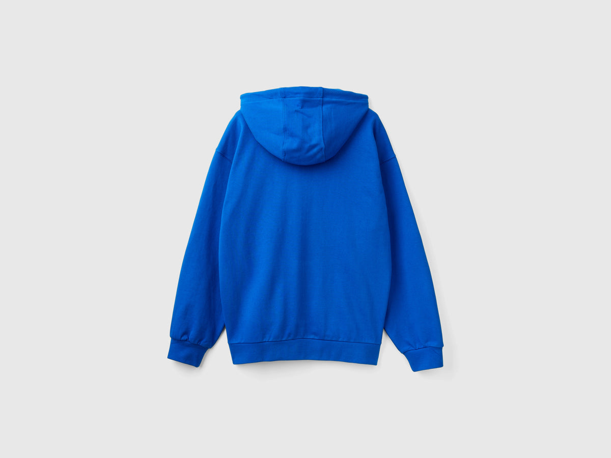 Felpa in cotone con zip e cappuccio