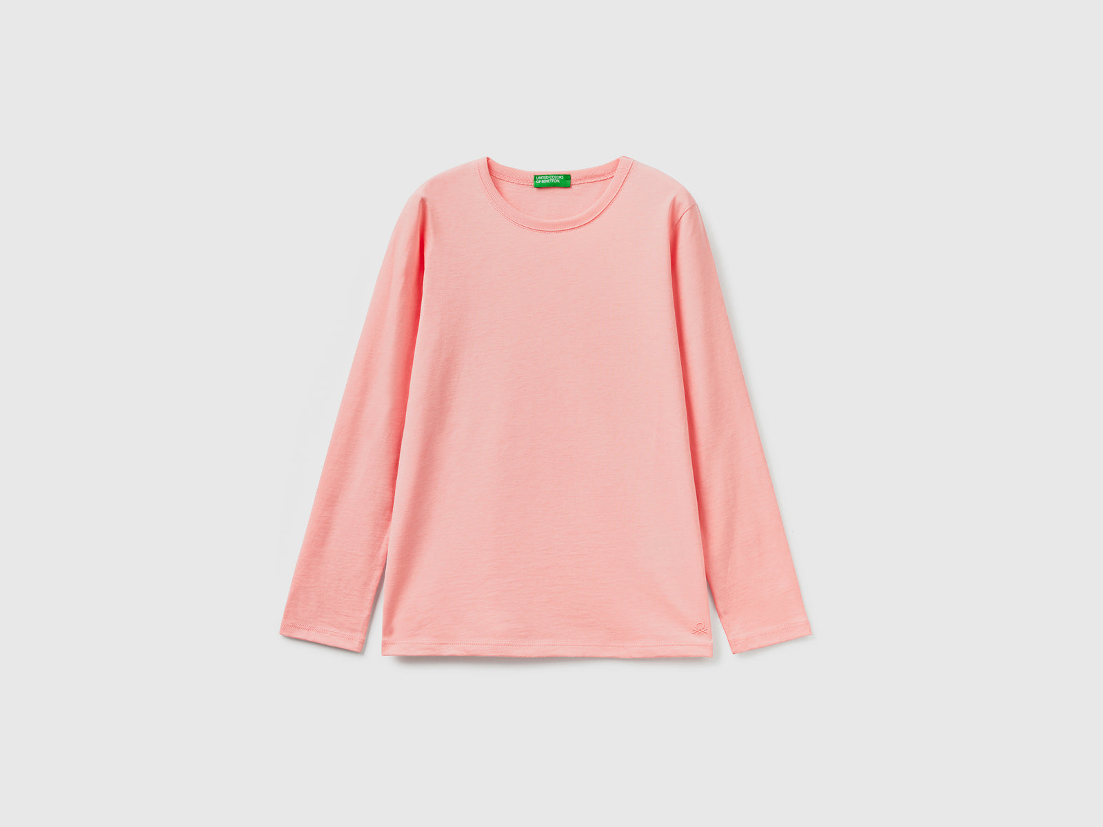 T-shirt a manica lunga in cotone bio da bambina rosa | Benetton Outlet