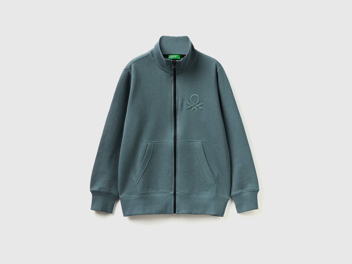 Felpa con zip in puro cotone