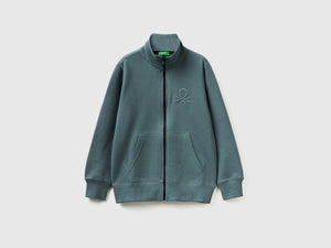 Felpa con zip in puro cotone