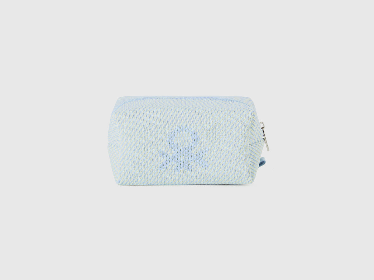 Beauty case jacquard giallo e azzurro