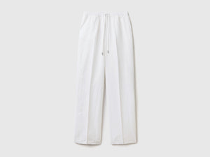 Pantaloni in puro lino con elastico