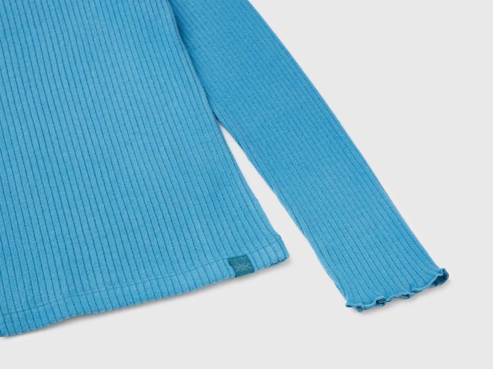 T-shirt lupetto in caldo misto cotone da bambina turchese 3 | Benetton Outlet
