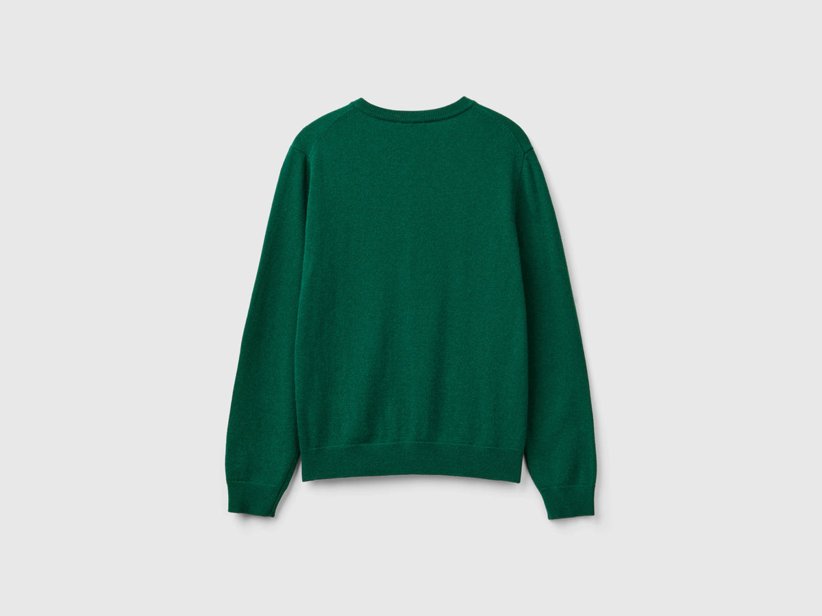 Cardigan verde bosco in misto lana e cashmere
