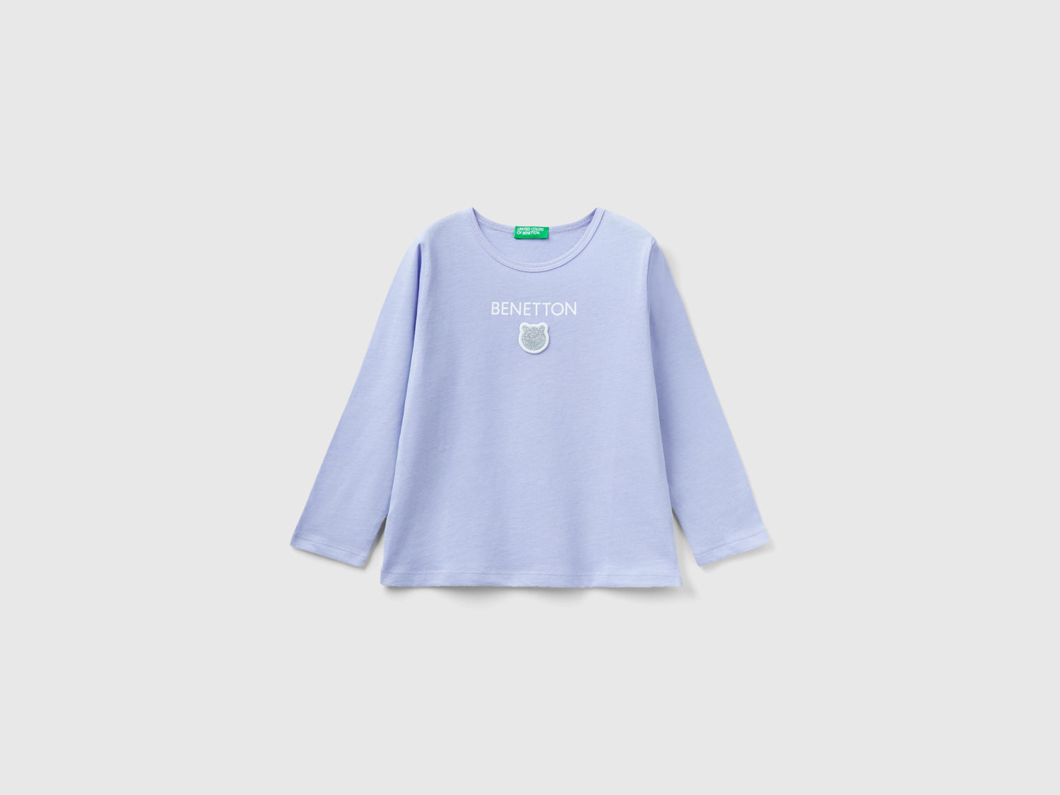 T-shirt con stampa glitter in cotone bio da bimba lilla | Benetton Outlet